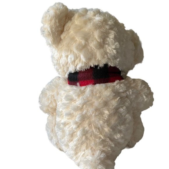 Best Made Toys Teddy Bear White Winter Holiday Plush Flannel Bow Stuffed Toy - Picture 4 of 9
